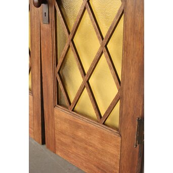 菱形組子 石目黄色ガラスのドア一対 2枚1組　GD0166Y 