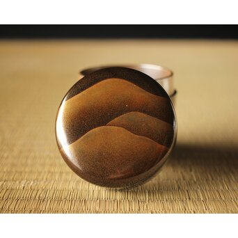 鈴木光入 内銀地 遠山研出蒔絵 大棗 共布共箱　Q324 