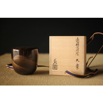 鈴木光入 内銀地 遠山研出蒔絵 大棗 共布共箱　Q324 