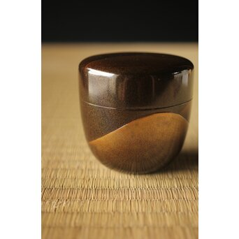 鈴木光入 内銀地 遠山研出蒔絵 大棗 共布共箱　Q324 