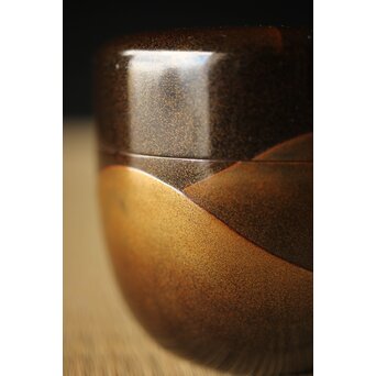 鈴木光入 内銀地 遠山研出蒔絵 大棗 共布共箱　Q324 