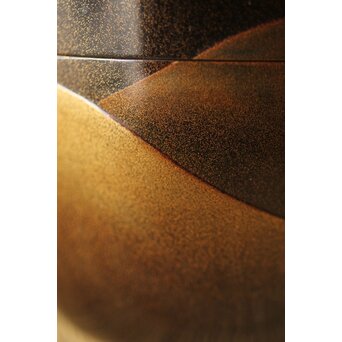 鈴木光入 内銀地 遠山研出蒔絵 大棗 共布共箱　Q324 