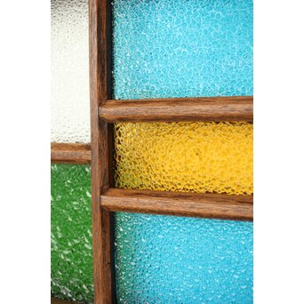 多種色ガラス欄間/明り取り 2枚1組　R0286Y 細分化のセンスも抜群