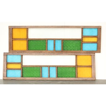 多種色ガラス欄間/明り取り 2枚1組　R0286Y