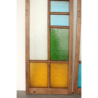 多種色ガラス欄間/明り取り 2枚1組　R0286Y 