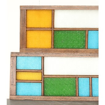 多種色ガラス欄間/明り取り 2枚1組　R0286Y 