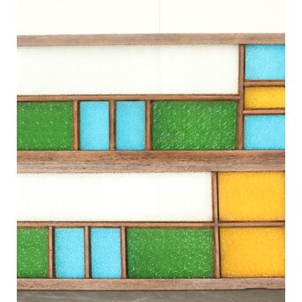 多種色ガラス欄間/明り取り 2枚1組　R0286Y 