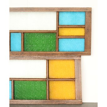 多種色ガラス欄間/明り取り 2枚1組　R0286Y 