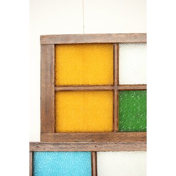 多種色ガラス欄間/明り取り 2枚1組　R0286Y 