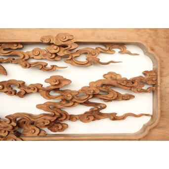 雲海鳳凰図 木彫欄間 2枚1組　R0288 