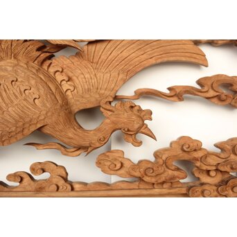 雲海鳳凰図 木彫欄間 2枚1組　R0288 