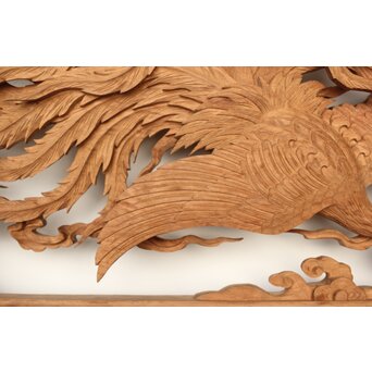 雲海鳳凰図 木彫欄間 2枚1組　R0288 