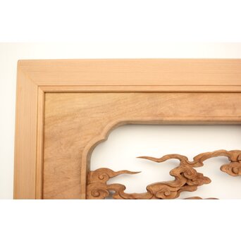 雲海鳳凰図 木彫欄間 2枚1組　R0288 