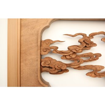 雲海鳳凰図 木彫欄間 2枚1組　R0288 