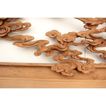 雲海鳳凰図 木彫欄間 2枚1組　R0288 