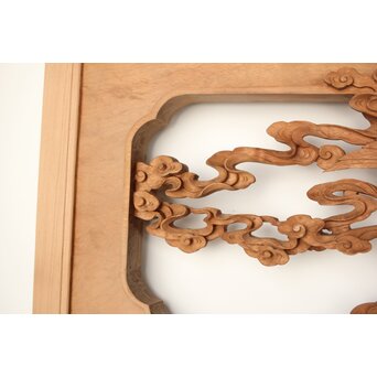 雲海鳳凰図 木彫欄間 2枚1組　R0288 