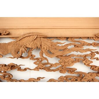 雲海鳳凰図 木彫欄間 2枚1組　R0288 