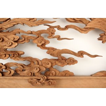 雲海鳳凰図 木彫欄間 2枚1組　R0288 