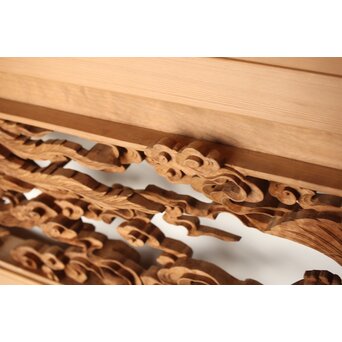 雲海鳳凰図 木彫欄間 2枚1組　R0288 