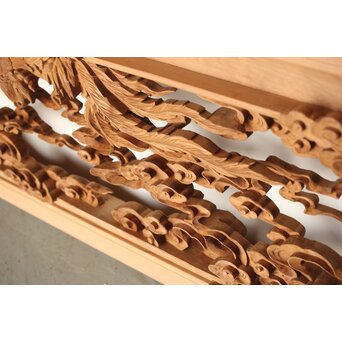 雲海鳳凰図 木彫欄間 2枚1組　R0288 