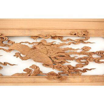 雲海鳳凰図 木彫欄間 2枚1組　R0288 