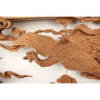 雲海鳳凰図 木彫欄間 2枚1組　R0288 