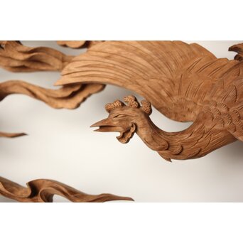 雲海鳳凰図 木彫欄間 2枚1組　R0288 