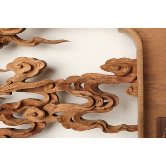 雲海鳳凰図 木彫欄間 2枚1組　R0288 