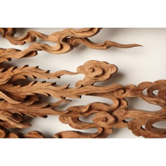 雲海鳳凰図 木彫欄間 2枚1組　R0288 