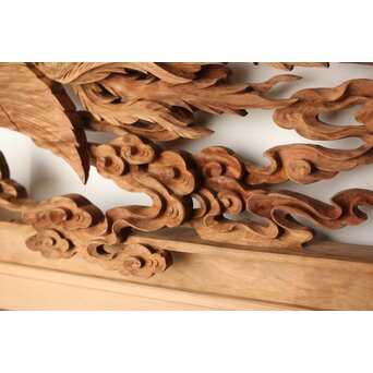 雲海鳳凰図 木彫欄間 2枚1組　R0288 