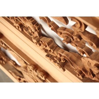 雲海鳳凰図 木彫欄間 2枚1組　R0288 