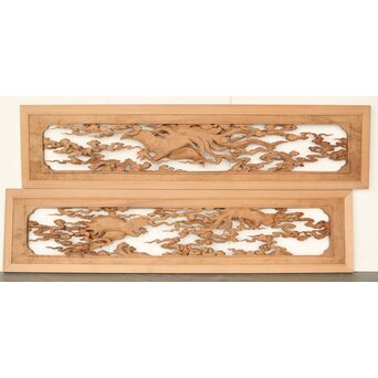 雲海鳳凰図 木彫欄間 2枚1組　R0288 背面　こちらは荒彫