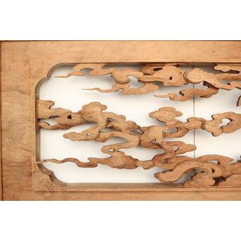 雲海鳳凰図 木彫欄間 2枚1組　R0288 