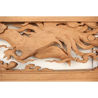 雲海鳳凰図 木彫欄間 2枚1組　R0288 