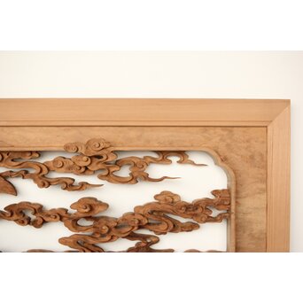 雲海鳳凰図 木彫欄間 2枚1組　R0288 