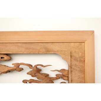 雲海鳳凰図 木彫欄間 2枚1組　R0288 