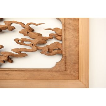 雲海鳳凰図 木彫欄間 2枚1組　R0288 