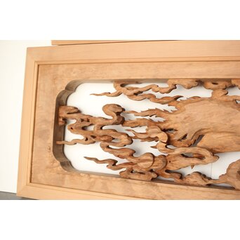 雲海鳳凰図 木彫欄間 2枚1組　R0288 