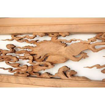 雲海鳳凰図 木彫欄間 2枚1組　R0288 