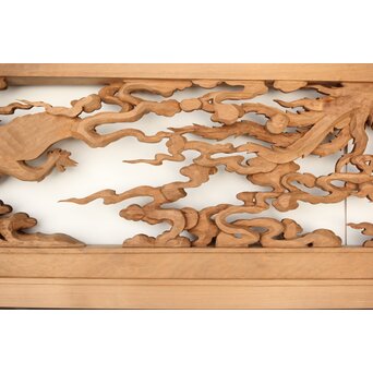 雲海鳳凰図 木彫欄間 2枚1組　R0288 