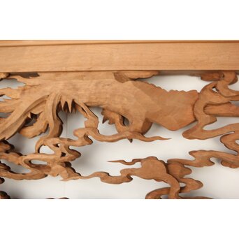 雲海鳳凰図 木彫欄間 2枚1組　R0288 