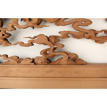 雲海鳳凰図 木彫欄間 2枚1組　R0288 