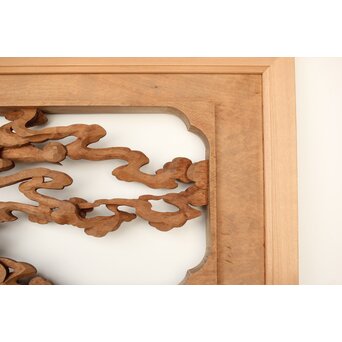 雲海鳳凰図 木彫欄間 2枚1組　R0288 