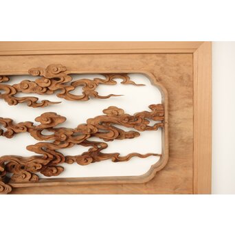 雲海鳳凰図 木彫欄間 2枚1組　R0288 