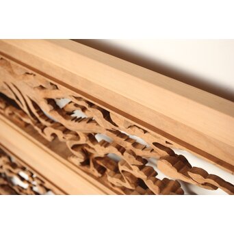 雲海鳳凰図 木彫欄間 2枚1組　R0288 