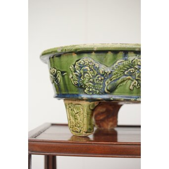 ルス織部 龍兎紋 水盤/瓶掛　P388 