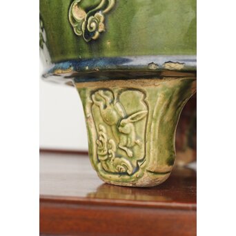 ルス織部 龍兎紋 水盤/瓶掛　P388 波兎の模様