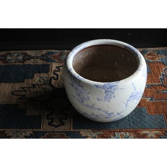 芭蕉と雲 瀬戸火鉢/瓶掛　P389 