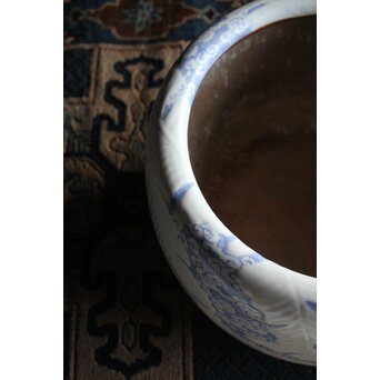 芭蕉と雲 瀬戸火鉢/瓶掛　P389 