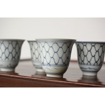 古伊万里 網手 煎茶碗 五客　P390 